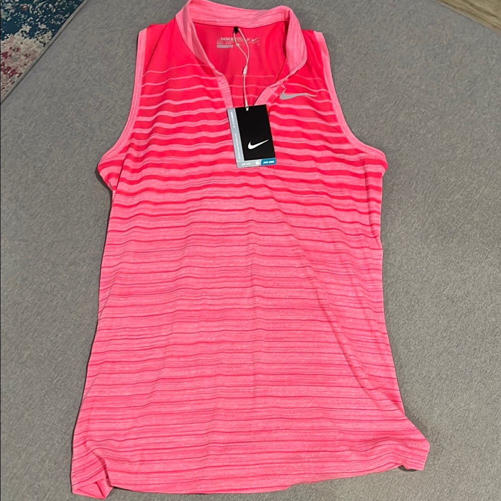 Nike Orange Pink Sleeveless Fitted Polo Tank Top